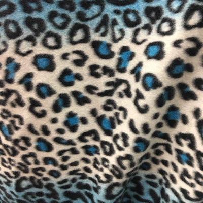 Turquoise Snow Leopard Fleece Fabric