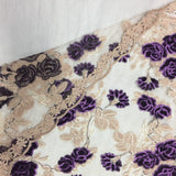 Purple Peach Roses 2 Tone Sequins Lace Fabric