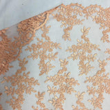 Peach Forbidden Primrose Floral Mesh Lace Fabric