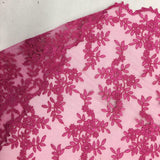 Fuchsia Forbidden Primrose Floral Mesh Lace Fabric