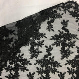 Black Forbidden Primrose Floral Mesh Lace Fabric