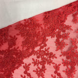 Red Forbidden Primrose Floral Mesh Lace Fabric