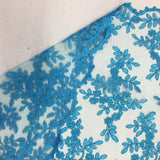 Turquoise Forbidden Primrose Floral Mesh Lace Fabric