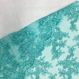 Mint Forbidden Primrose Floral Mesh Lace Fabric