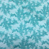 Mint Forbidden Primrose Floral Mesh Lace Fabric