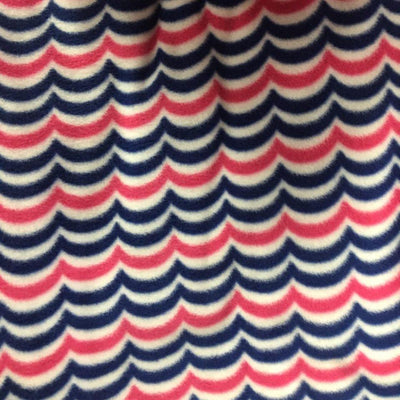 Red Blue Wave Print Chevron Anti Pill Fleece Fabric