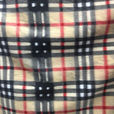 Red Ivory Tartan Plaid Checkered Anti Pill Plaid Fleece Fabric