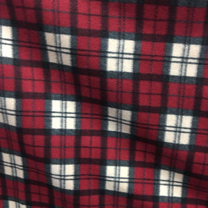 Red White Tartan Plaid Checkered Anti Pill Plaid Fleece Fabric