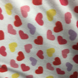 Red Yellow Hearts on White Anti Pill Fleece Fabric