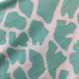 White Turquoise Giraffe Animal Print Fleece Fabric