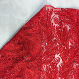 Red Floral Metallic Sequin Lace