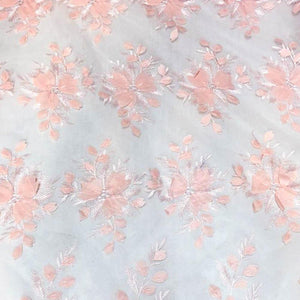 Peach 3D Floral Lace Fabric
