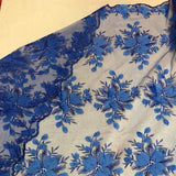 Royal Blue 3D Floral Lace Fabric