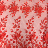 Red 3D Floral Lace Fabric
