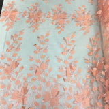 Orange 3D Floral Lace Fabric