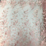 Coral 3D Floral Lace Fabric