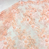 Peach 3D Flower lace Fabric