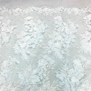 White 3D Flower lace Fabric