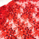 Red 3D Flower lace Fabric