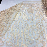 Champagne Vanity Flare Sheer Lace Dress Fabric