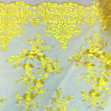 Yellow Motif Lace Fabric