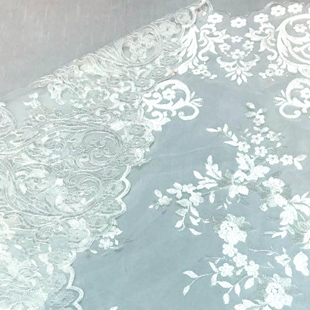 White Motif Lace Fabric
