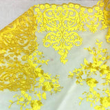 Yellow Motif Lace Fabric