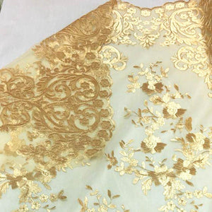 Gold Motif Lace Fabric