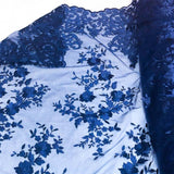 Navy Blue Motif Lace Fabric