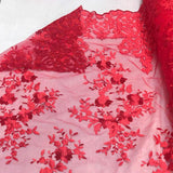 Red Motif Lace Fabric