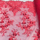 Red Motif Lace Fabric
