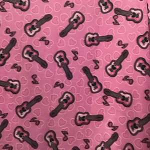 Guitar Music Heart on Pink Piece Anti Pill Fleece Fabric