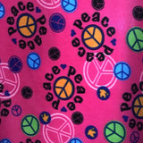 Peace Sign on Pink Anti Pill Fleece Fabric