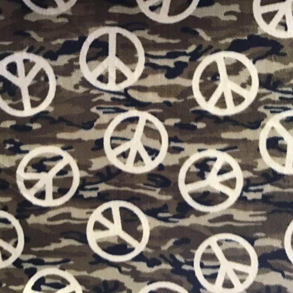 Peace Sign on Camouflage Background Anti Pill Fleece Fabric
