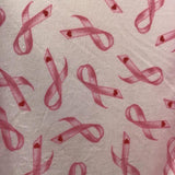 Pink Ribbon Cancer on White Anti Pill Fleece Fabric