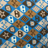 Skulls and Bones Blue Anti Pill Fleece Fabric