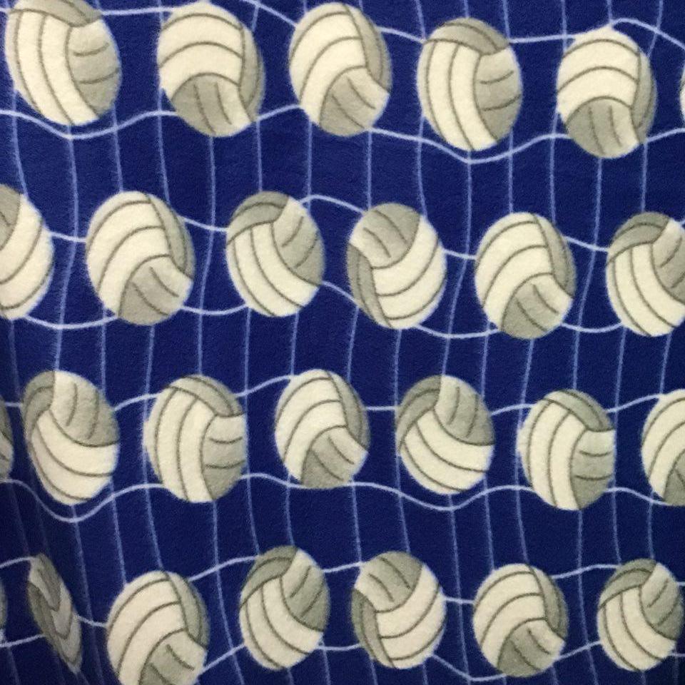 Volleyball Navy Premium Anti Pill Print Fleece Fabric