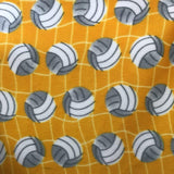 Volleyball Yellow Anti Pill Print Fleece Fabric
