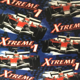 Xtreme Racing Cars on Blue Fleece Fabric