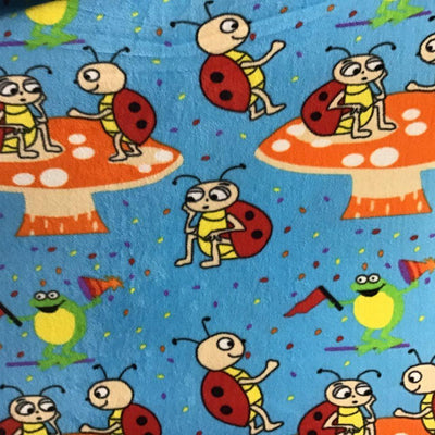 Ladybug Ladybird Mushroom Fleece Fabric