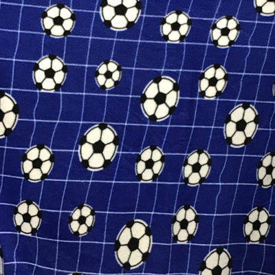 Soccer Balls on Net Blue Fleece Fabric