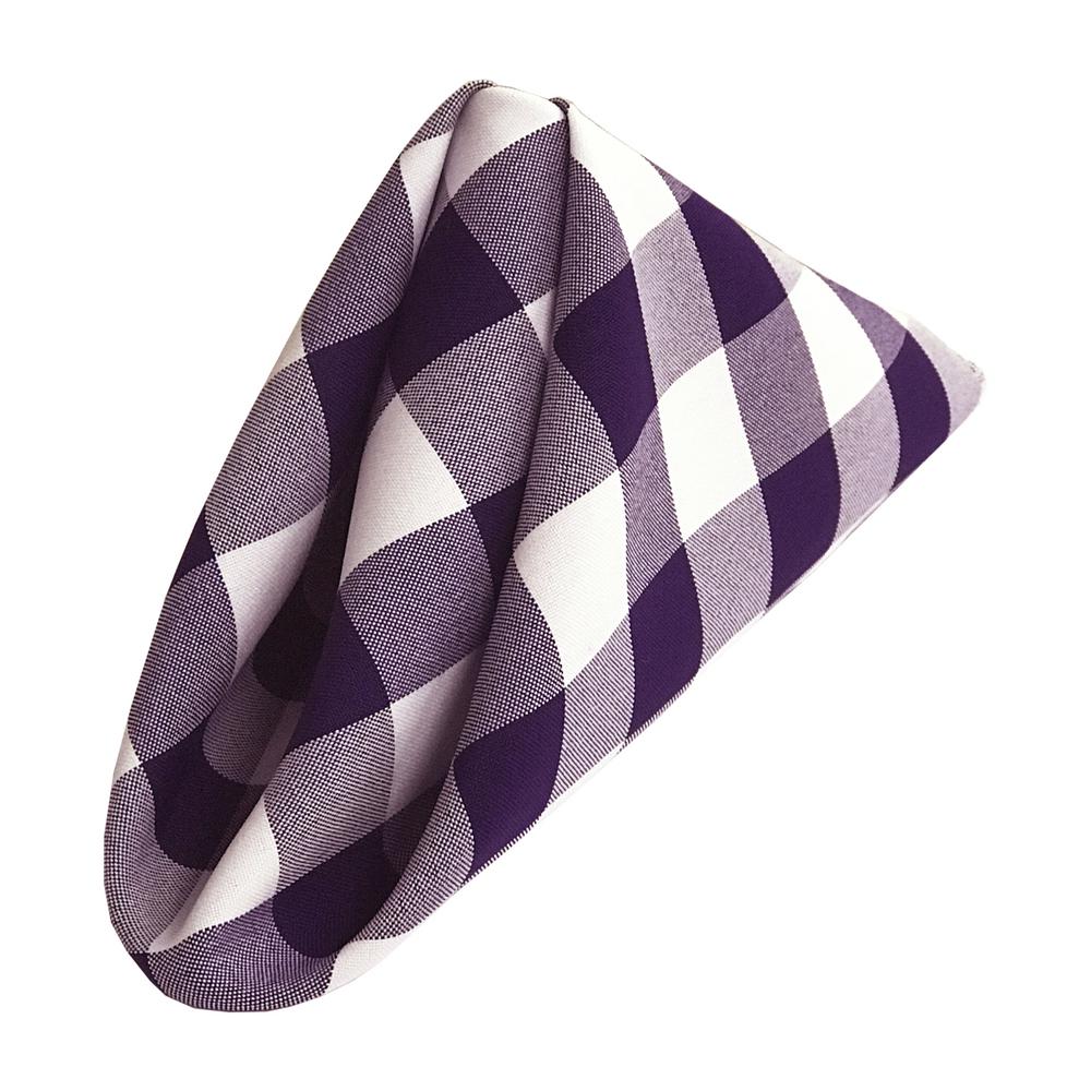 (12 / Pack) White Purple 18" Checkered Polyester Napkin