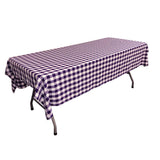White Purple Gingham Checkered Polyester Rectangular Tablecloth 90" x 156"