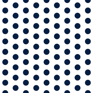 1" One Inch Navy Dots on White Poly Cotton Fabric