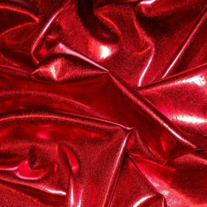 Red Spandex Lame Foil Stretch Metallic Fabric / 50 Yards Roll
