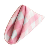 (12 / Pack) White Pink 18" Checkered Polyester Napkin