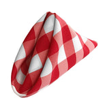 (12 / Pack) White Red 18" Checkered Polyester Napkin