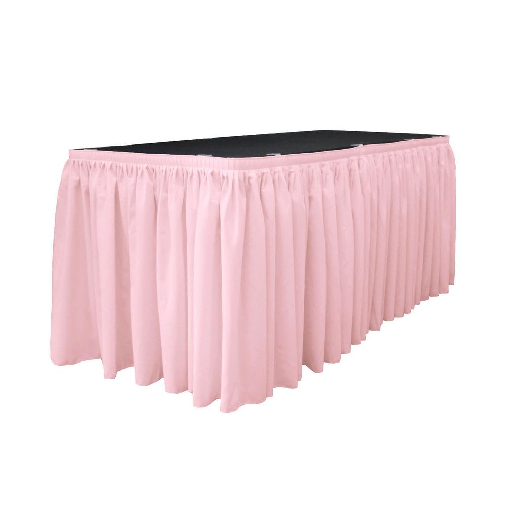 14 Ft. x 29 in. Light Pink Accordion Pleat Polyester Table Skirt