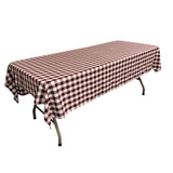 White Burgundy Checkered Polyester Rectangular Tablecloth 60" x 126"