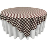 White Burgundy Checkered Square Overlay Tablecloth Polyester 72" x 72"